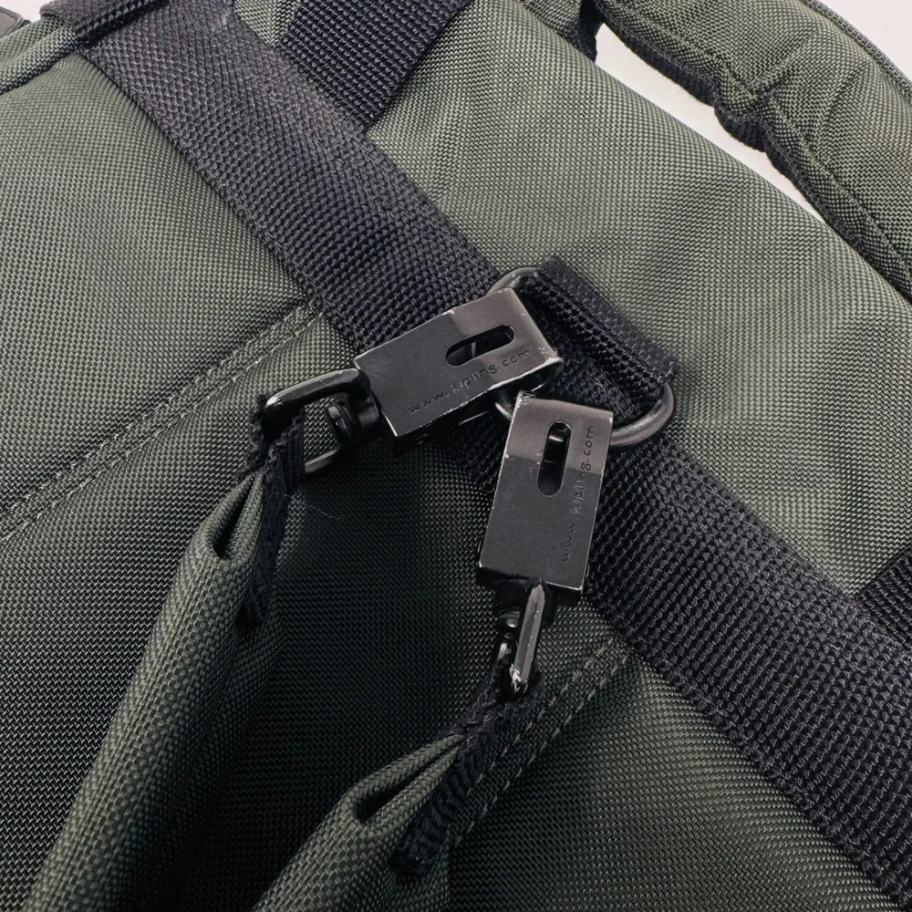 Kipling Hacker Green Nylon Flap Drawstring‎ Backpack Bag